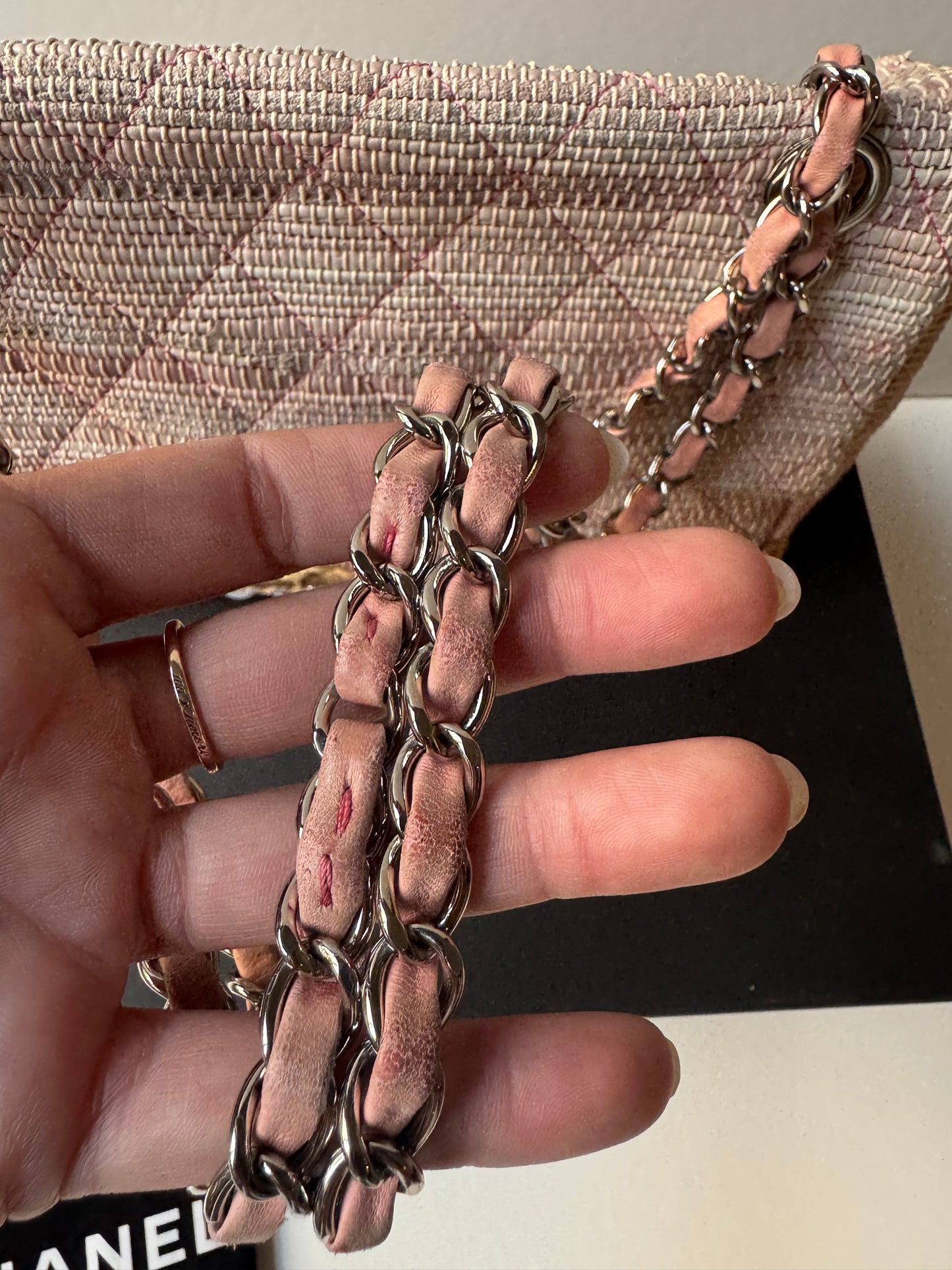 Chanel Quilted Tweed Espadrille Chain Flap
