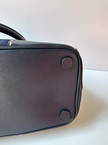 Prada Small Galleria double zip tessuto and city calf hand Stitched used bag