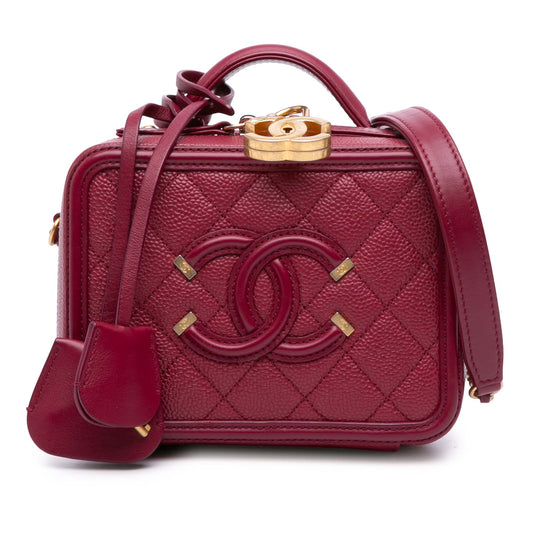 Chanel Caviar Filigree Vanity Case