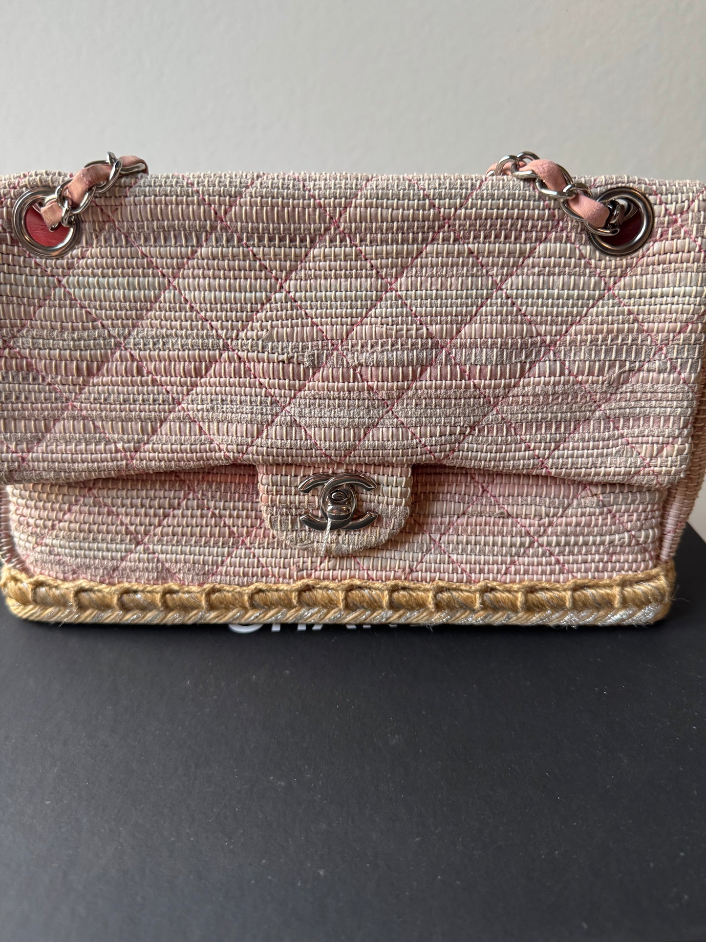 Chanel Quilted Tweed Espadrille Chain Flap