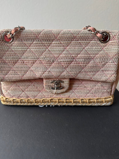 Chanel Quilted Tweed Espadrille Chain Flap