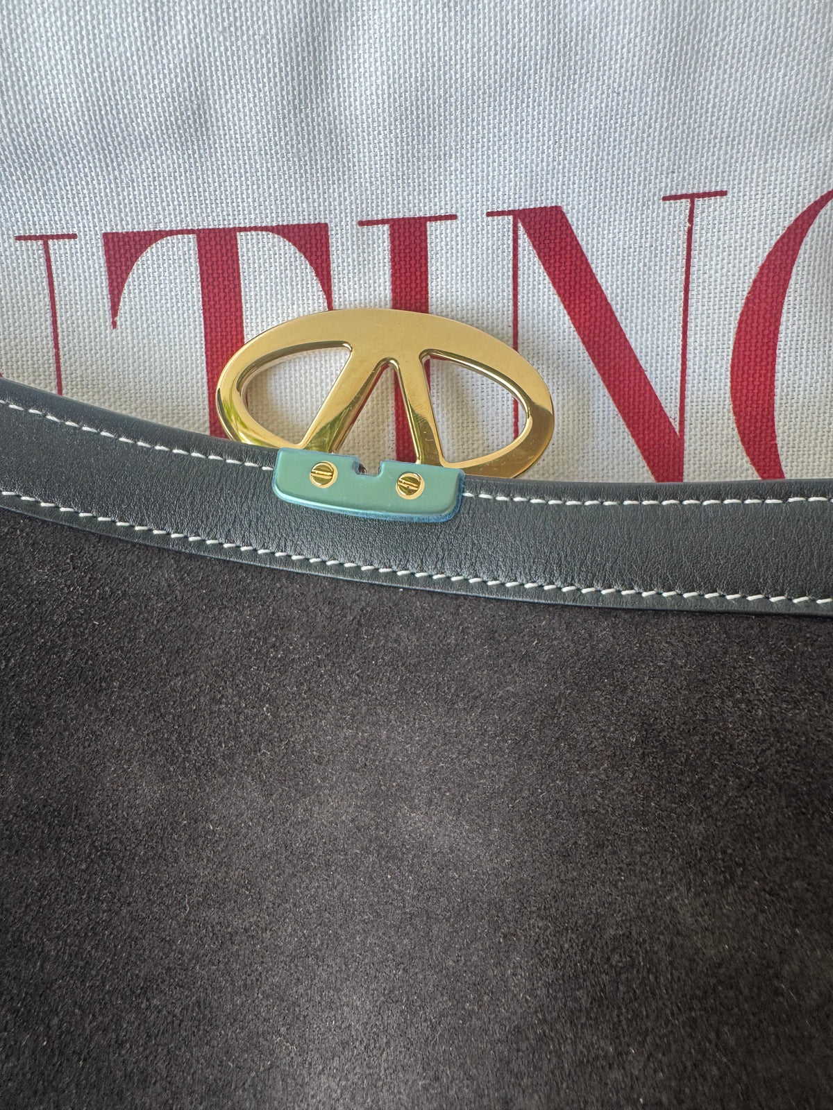 Valentino Leather Ohval Flap Bag