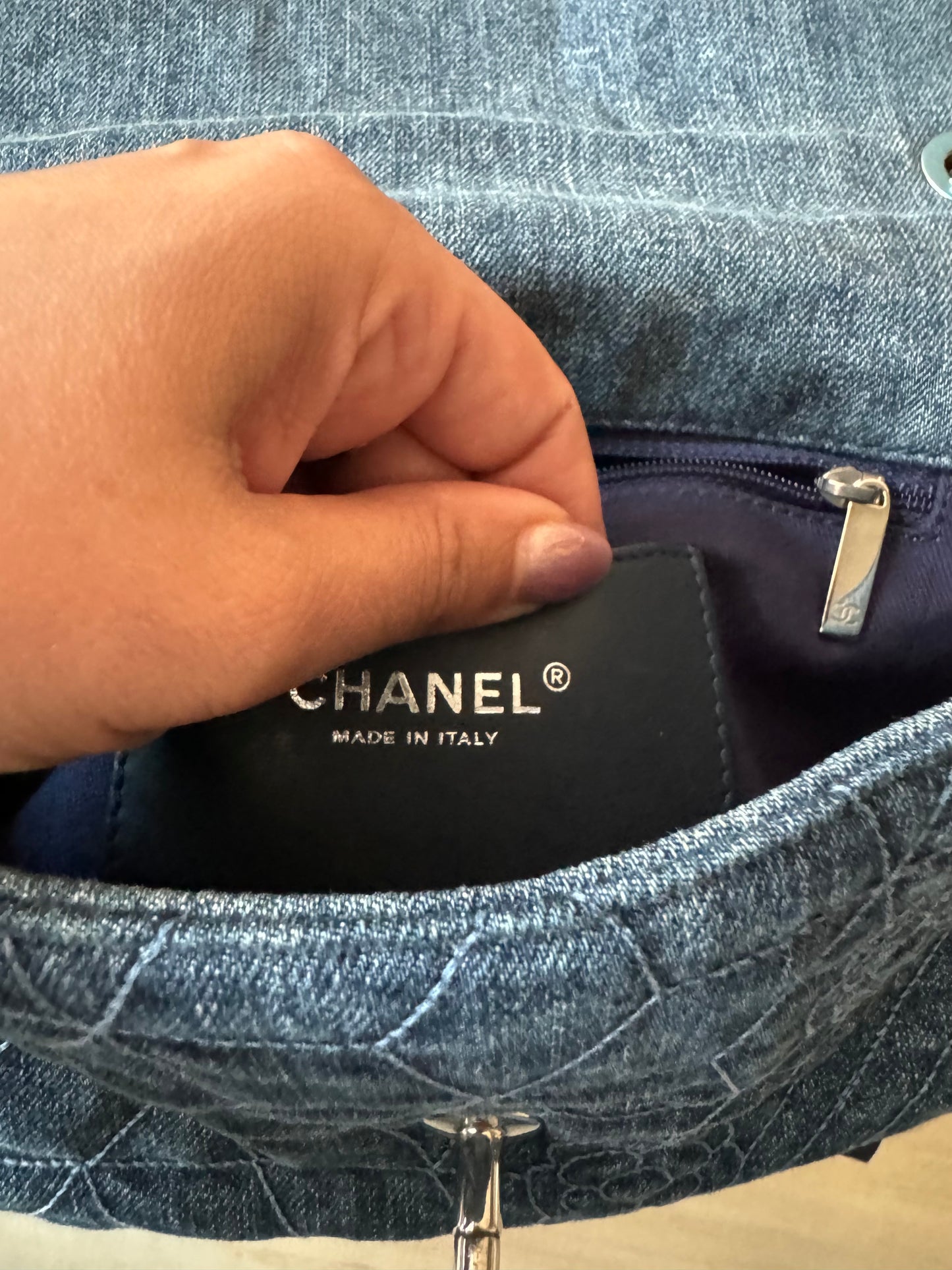 Chanel Denim Camellia Flap