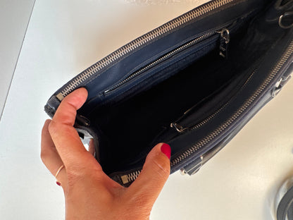 Prada Small Galleria double zip tessuto and city calf hand Stitched used bag