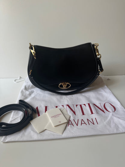 Valentino Leather Ohval Flap Bag