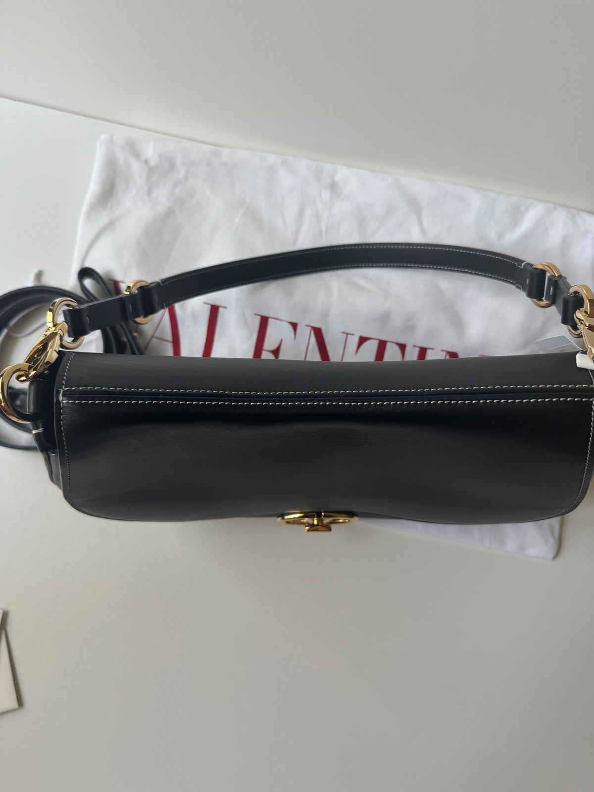 Valentino Leather Ohval Flap Bag