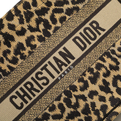 Dior Mizza Embroidered Canvas Leopard Book Tote