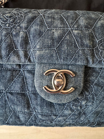 Chanel Denim Camellia Flap