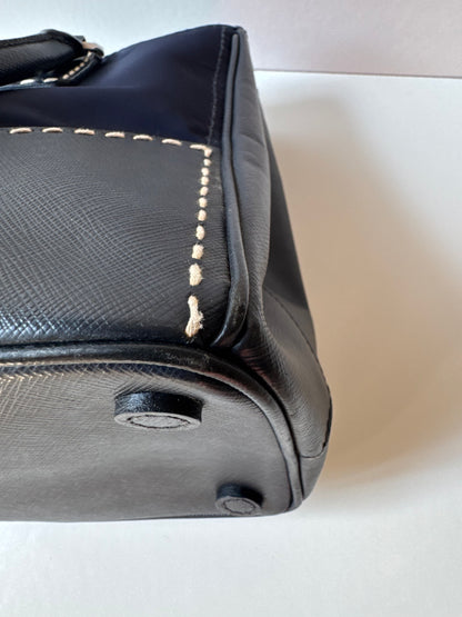 Prada Small Galleria double zip tessuto and city calf hand Stitched used bag