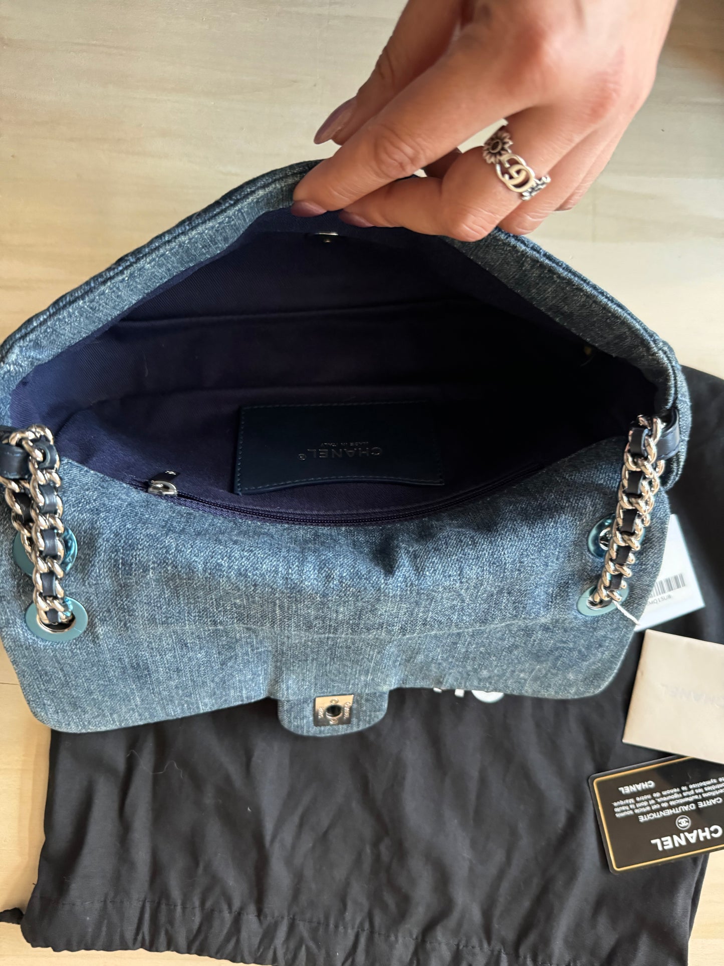 Chanel Denim Camellia Flap