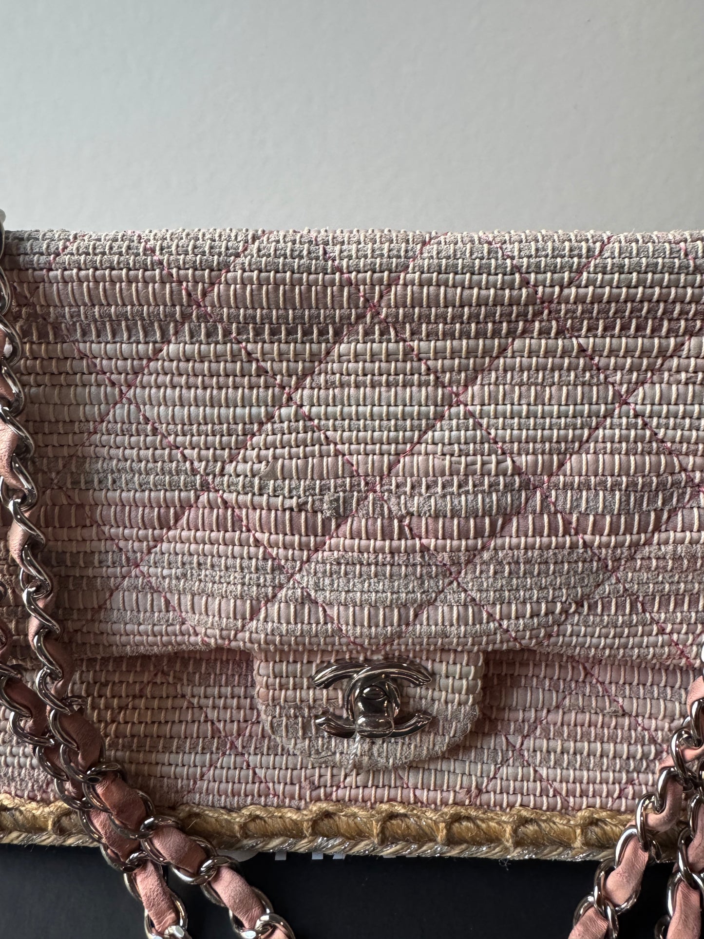 Chanel Quilted Tweed Espadrille Chain Flap