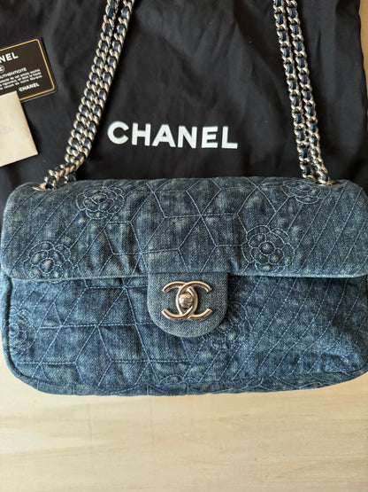 Chanel Denim Camellia Flap