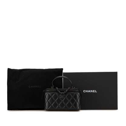 Chanel Small Vanity  Case So Black Top Handle with Chain