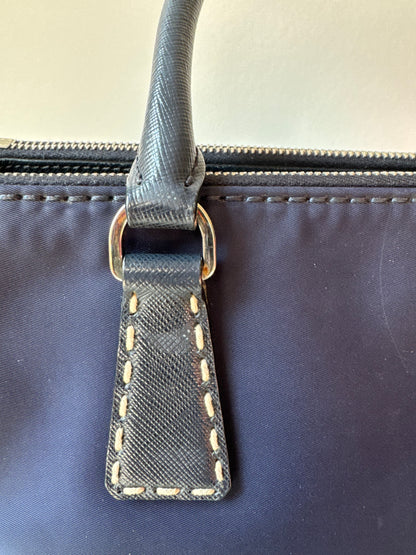Prada Small Galleria double zip tessuto and city calf hand Stitched used bag