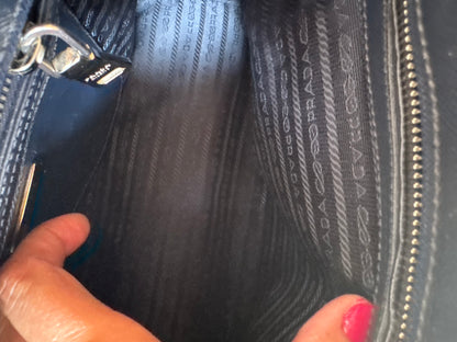 Prada Small Galleria double zip tessuto and city calf hand Stitched used bag