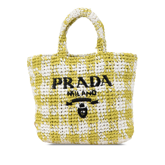 Prada Small Raffia Logo Tote