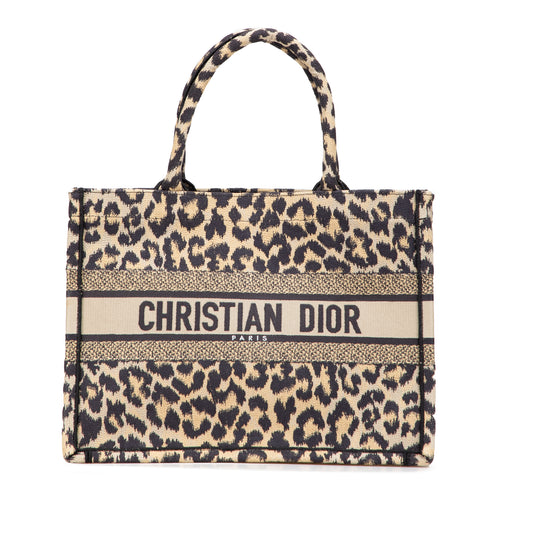 Dior Mizza Embroidered Canvas Leopard Book Tote