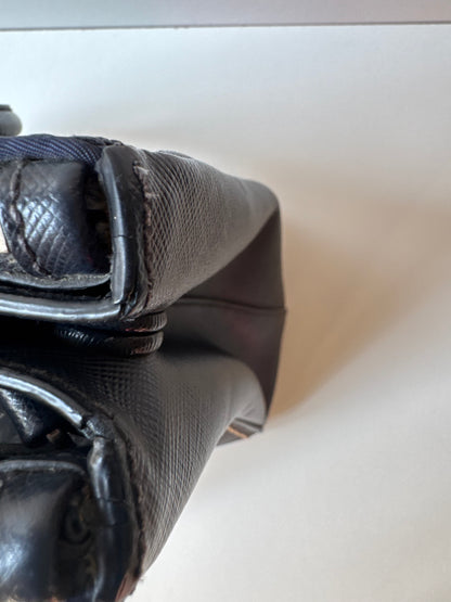Prada Small Galleria double zip tessuto and city calf hand Stitched used bag