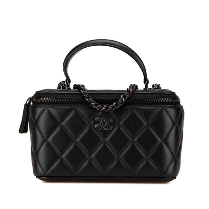 Chanel Small Vanity  Case So Black Top Handle with Chain