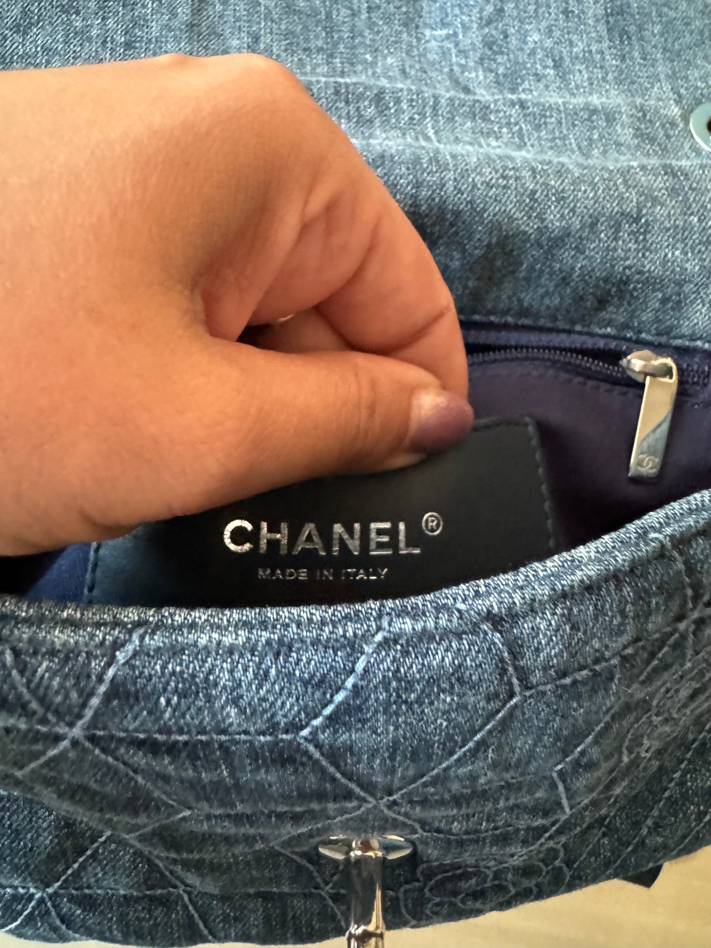 Chanel Denim Camellia Flap