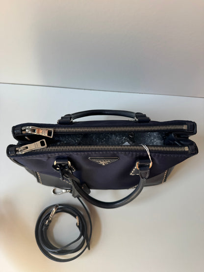 Prada Small Galleria double zip tessuto and city calf hand Stitched used bag