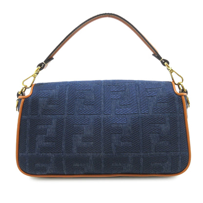 Fendi Denim  Baguette Zucca Embroidered