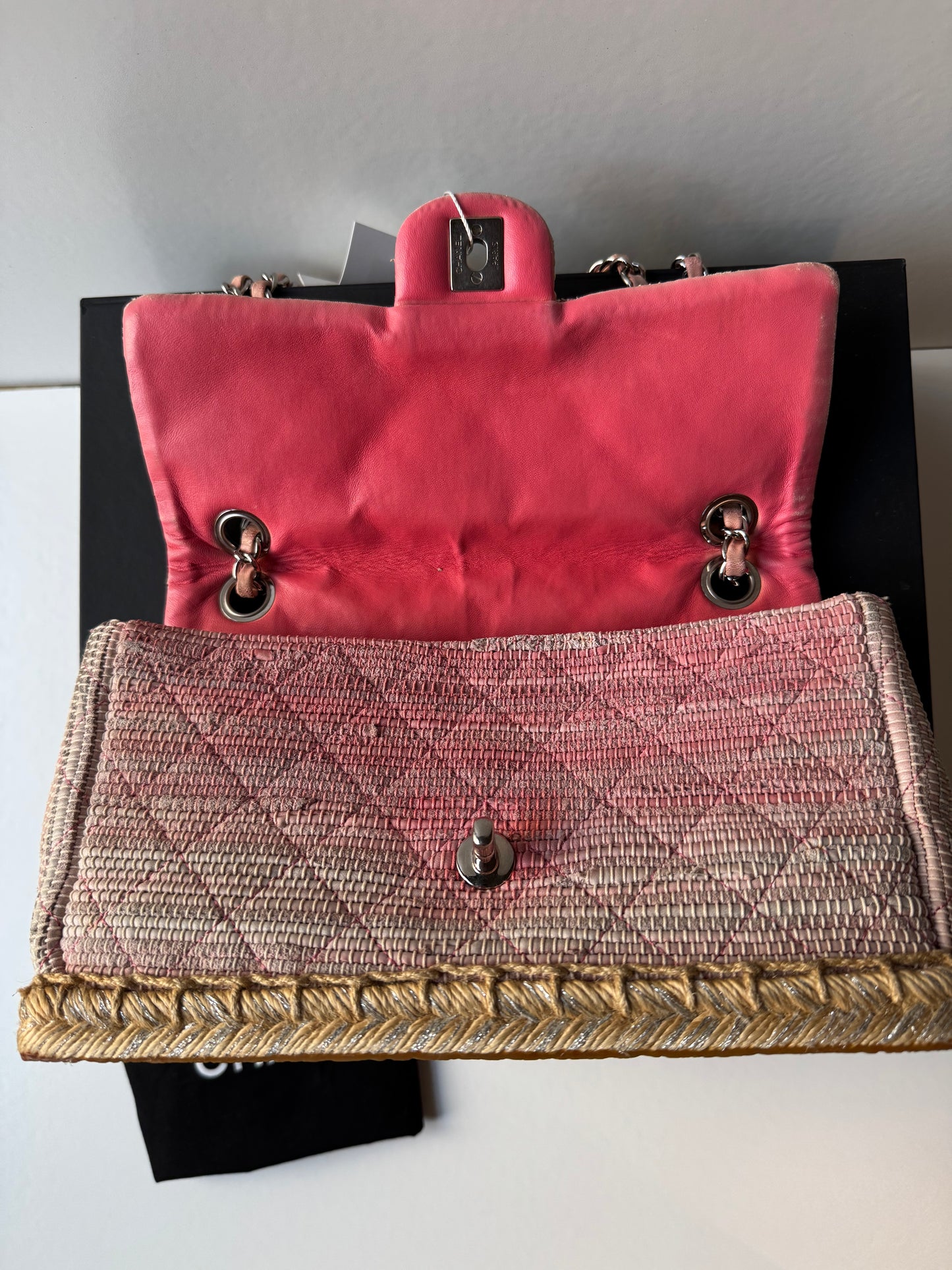 Chanel Quilted Tweed Espadrille Chain Flap