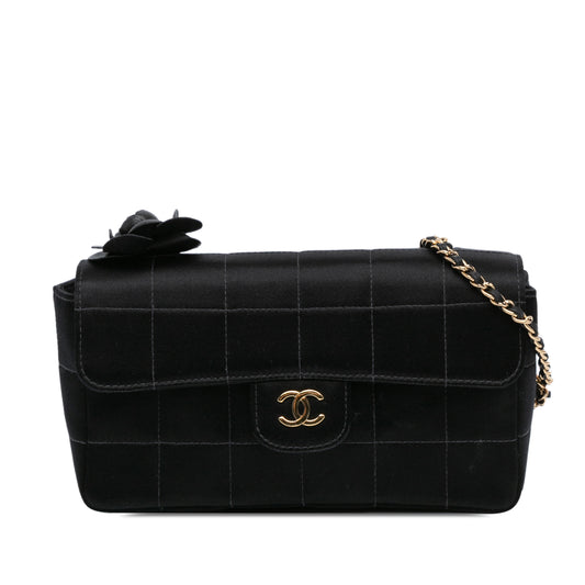 Chanel Mini Choco Bar Quilted Satin Camellia Flap