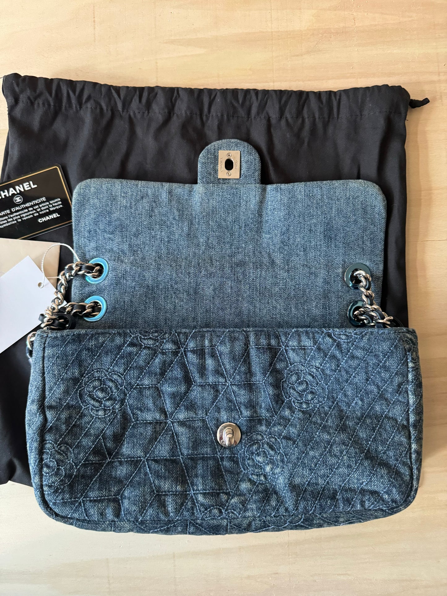 Chanel Denim Camellia Flap