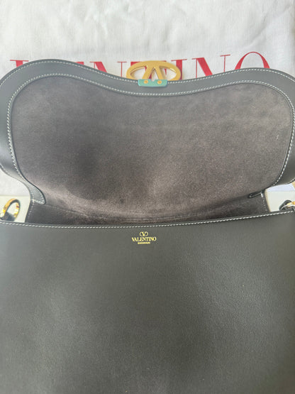 Valentino Leather Ohval Flap Bag