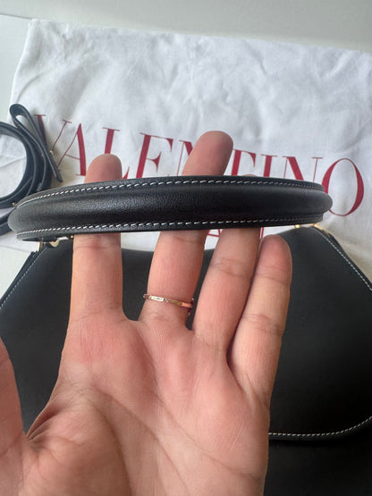 Valentino Leather Ohval Flap Bag