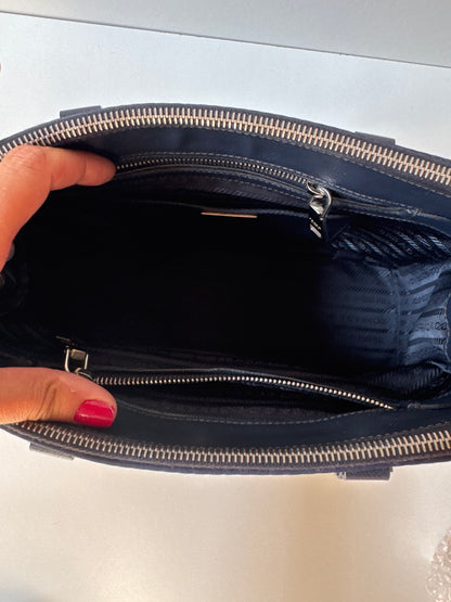 Prada Small Galleria double zip tessuto and city calf hand Stitched used bag