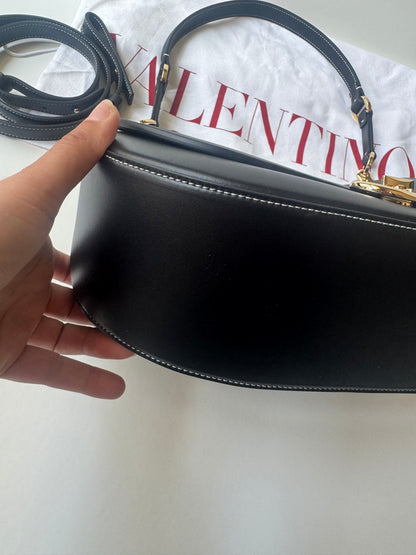 Valentino Leather Ohval Flap Bag