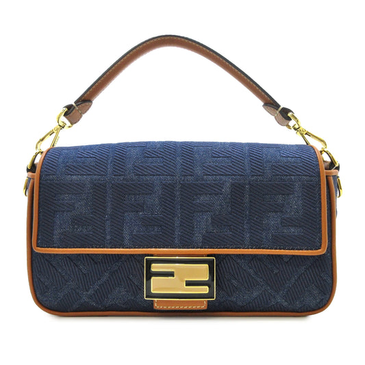 Fendi Denim  Baguette Zucca Embroidered