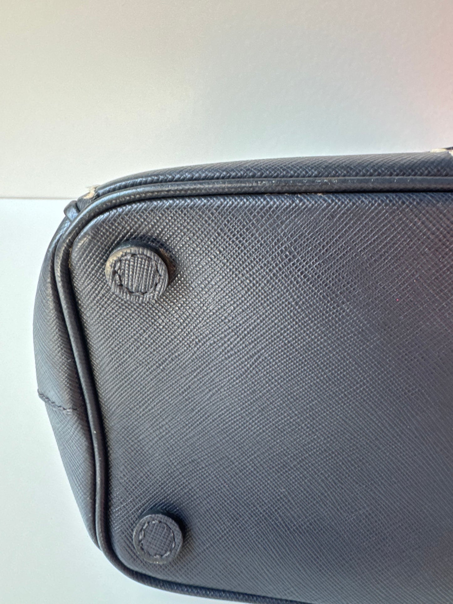Prada Small Galleria double zip tessuto and city calf hand Stitched used bag