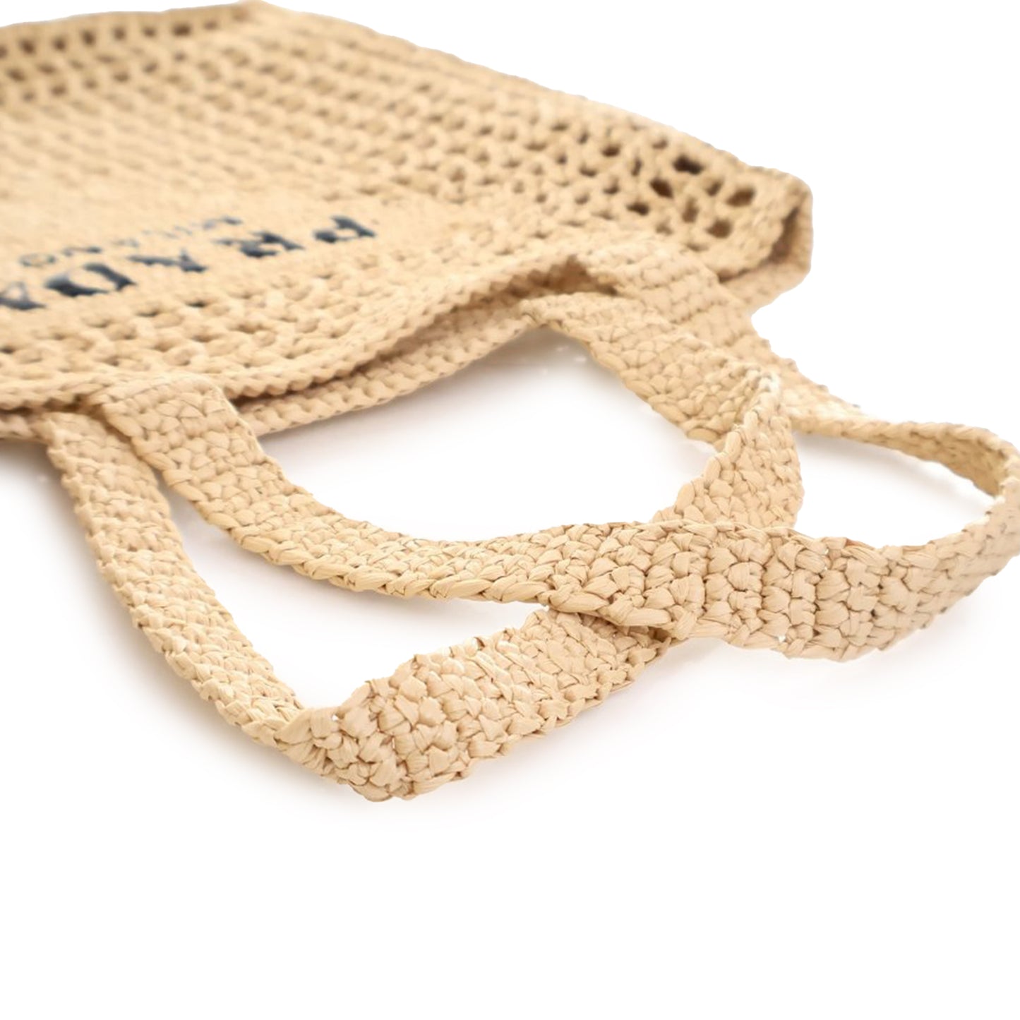 Prada Crochet Raffia Logo Tote