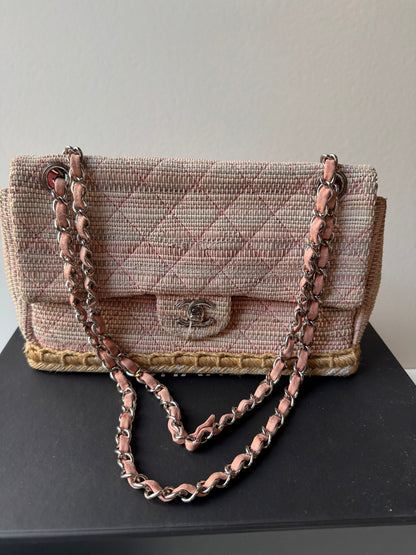 Chanel Quilted Tweed Espadrille Chain Flap