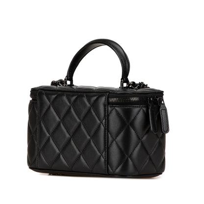 Chanel Small Vanity  Case So Black Top Handle with Chain