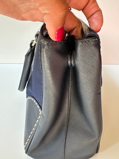 Prada Small Galleria double zip tessuto and city calf hand Stitched used bag