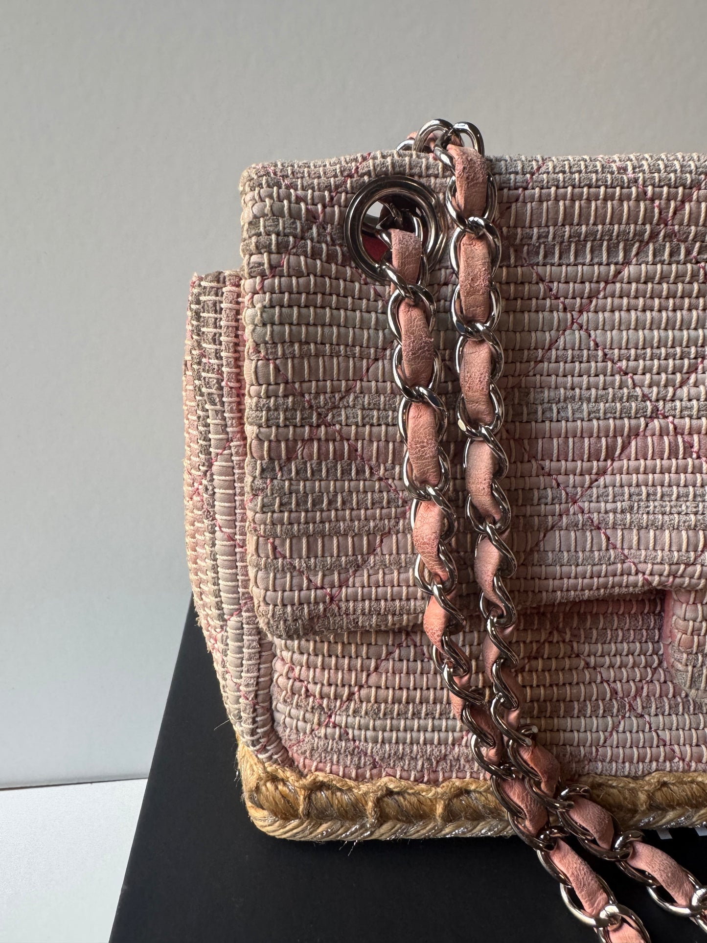 Chanel Quilted Tweed Espadrille Chain Flap