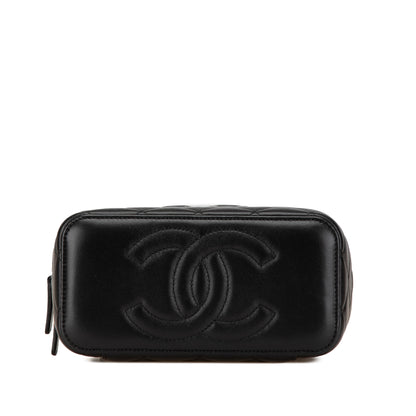 Chanel Small Vanity  Case So Black Top Handle with Chain