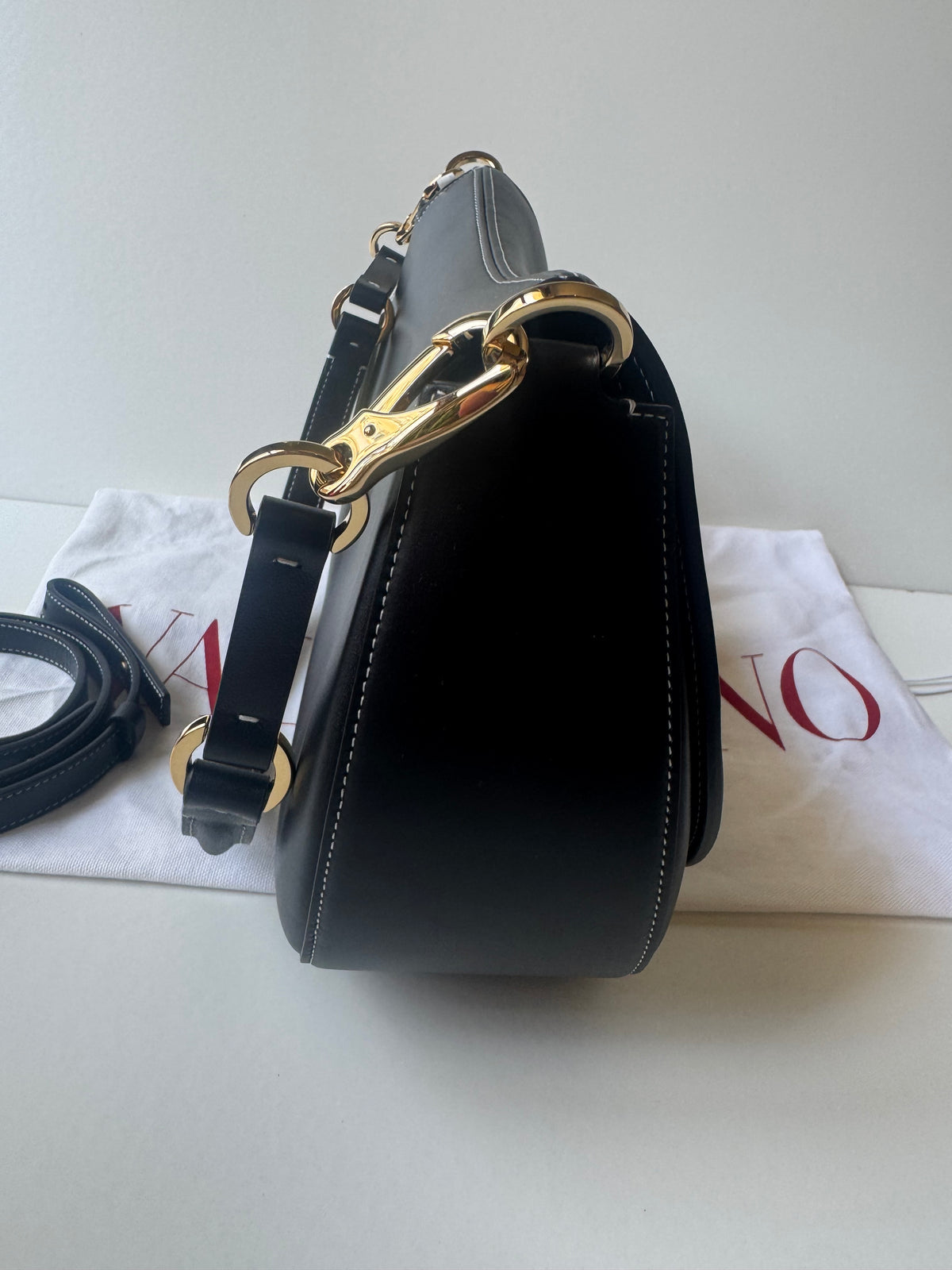 Valentino Leather Ohval Flap Bag