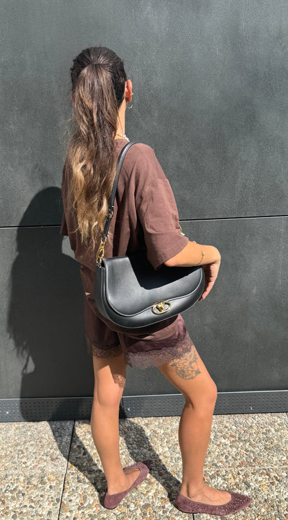 Valentino Leather Ohval Flap Bag