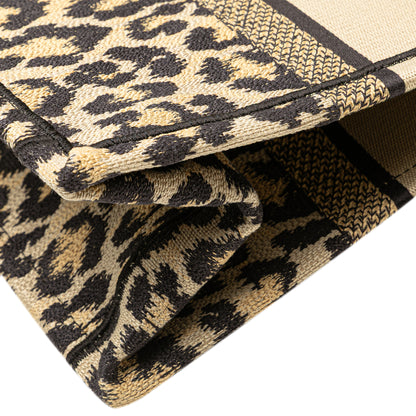 Dior Mizza Embroidered Canvas Leopard Book Tote