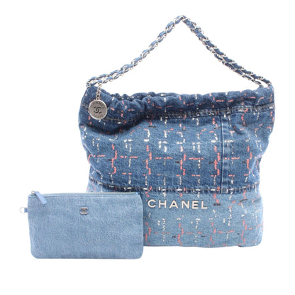 Chanel Large Denim Sequin Embellished 22 Hobo Bag preloved