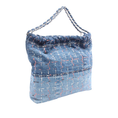 Chanel Large Denim Sequin Embellished 22 Hobo Bag preloved
