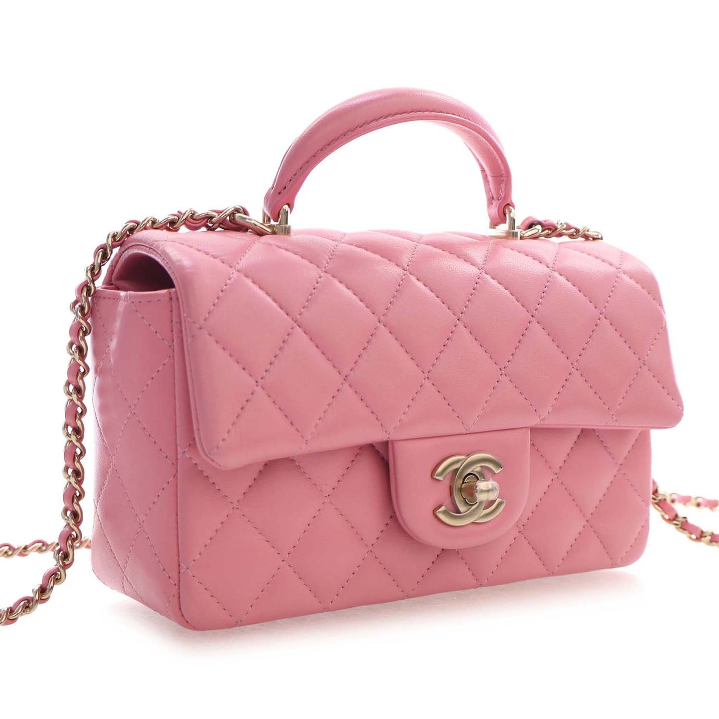 Chanel Mini Rectangular Classic Lambskin Top Handle Flap preloved bag