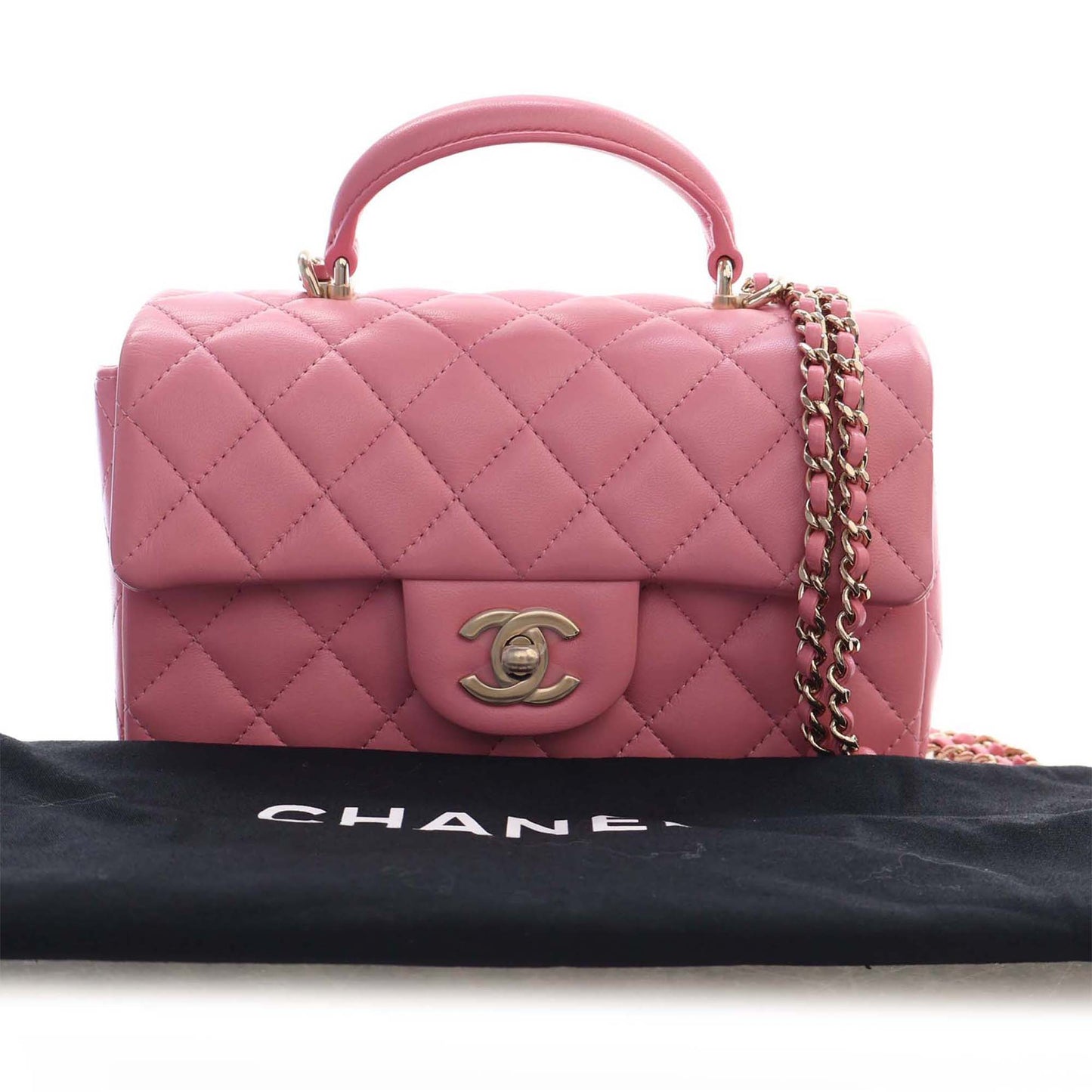 Chanel Mini Rectangular Classic Lambskin Top Handle Flap preloved bag
