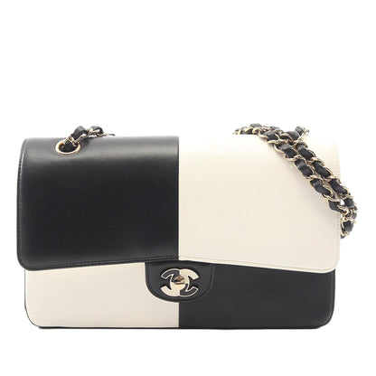Chanel Medium Classic Bicolor Lambskin Geometric Colorblock Double Flap preloved bag