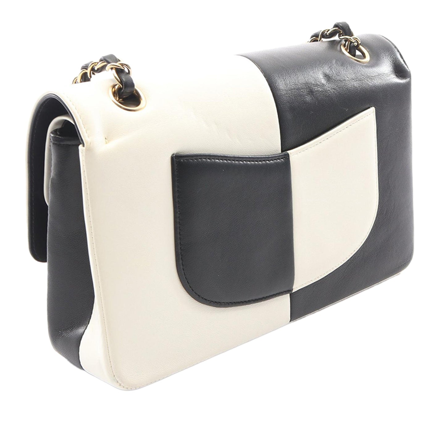Chanel Medium Classic Bicolor Lambskin Geometric Colorblock Double Flap preloved bag